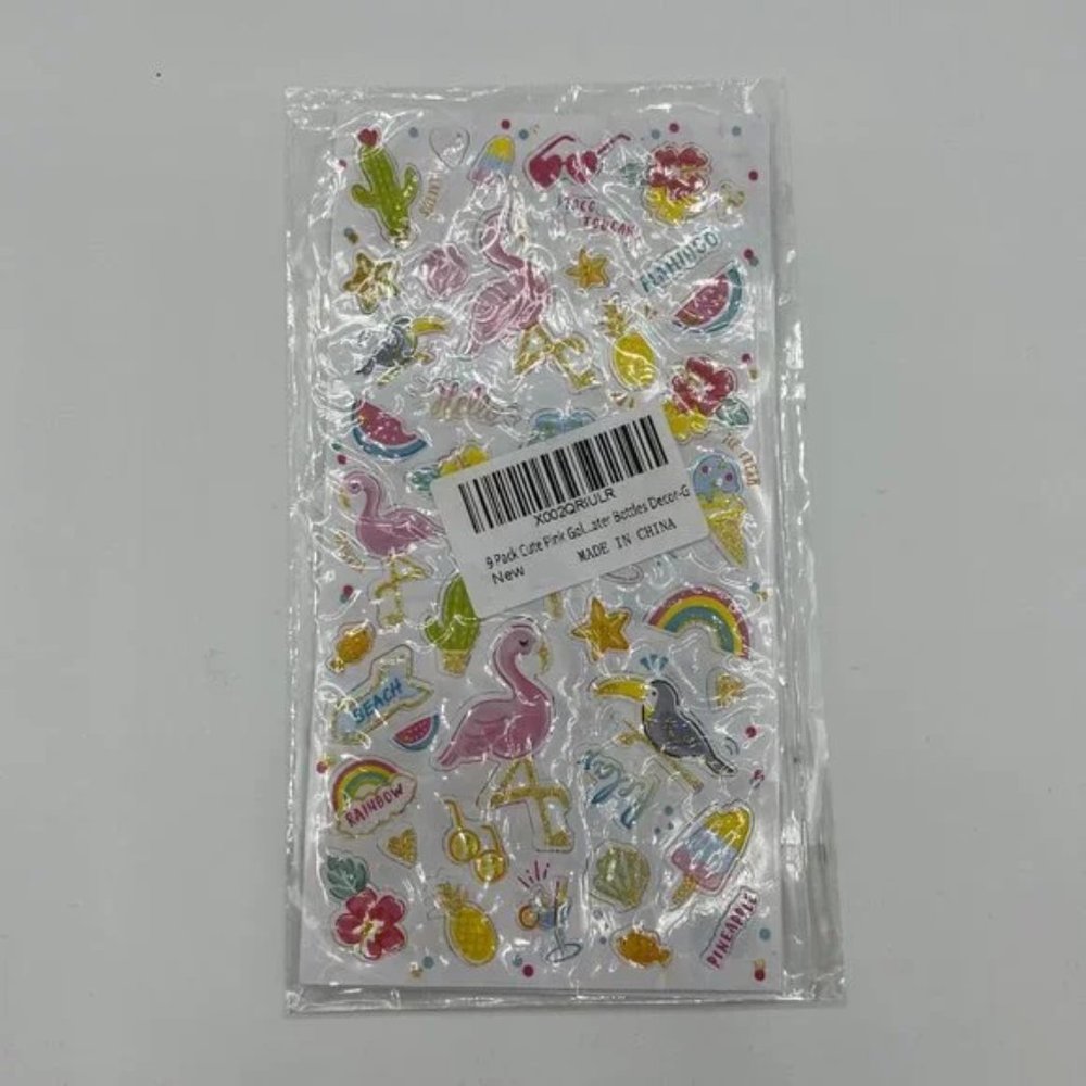 NEW 9 Pack Cute Pink Sticker for Bottle Decor
